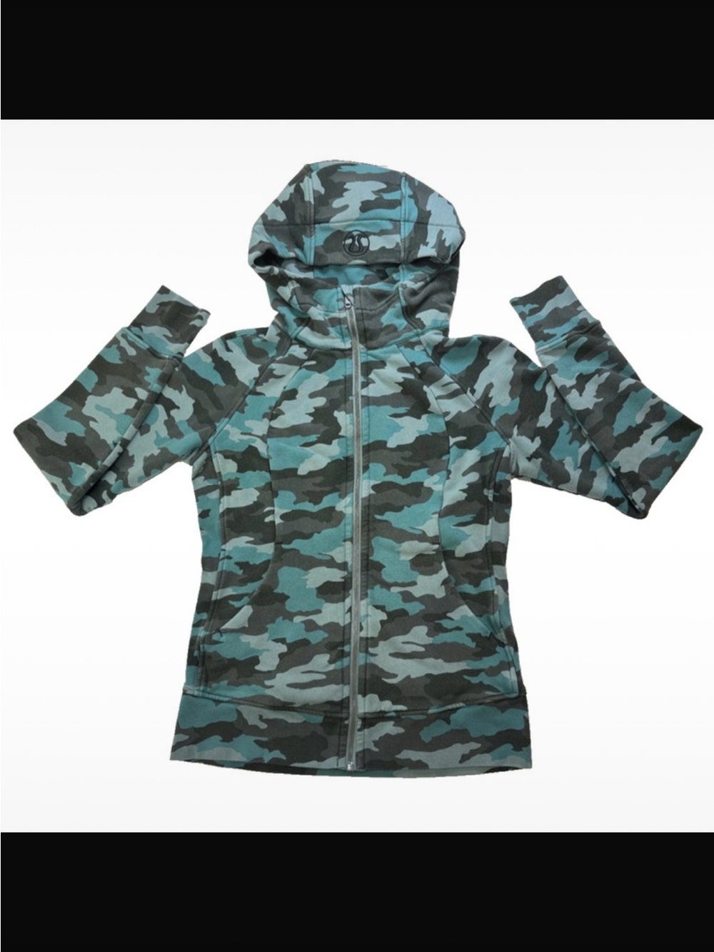 lululemon athletica Teal & Black Camo Full-Zip Hooded Jacket